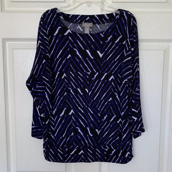 Chico's Tops - Chico'sTravelers Geomertric Scoop Neck 3/4 Sleeve Pull-Over Blouse Size 0/US XS